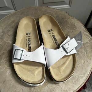 Birkenstock Madrid Off-White Suede Footbed Slip-On Clogs Sz 39